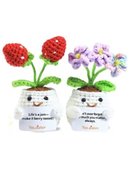 yes.sister Other - Emotional Support Amigurumi Strawberry Flowers Crochet Kit DIY 5-inch Mini Craft